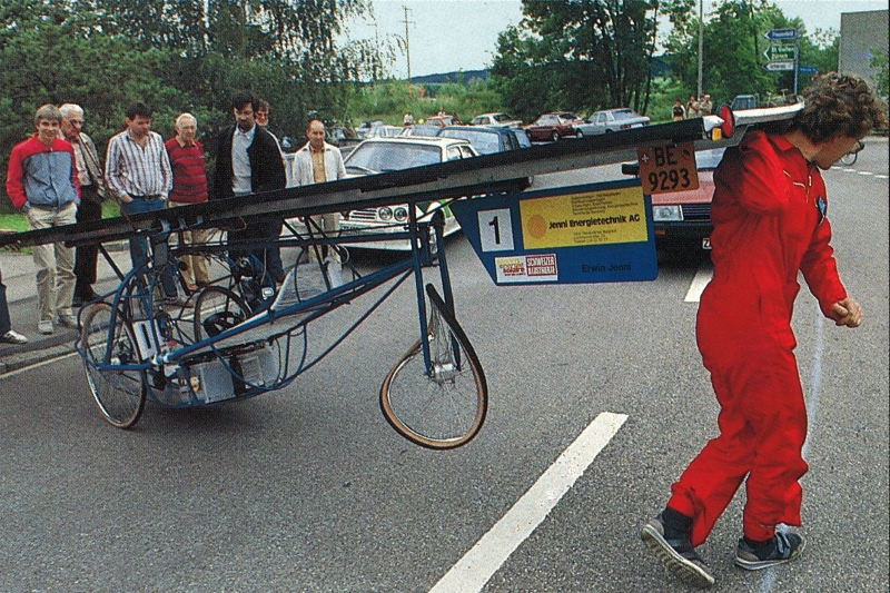 Panne an der Tour de Sol, wegen kaputtem Rad Ziel nicht ganz erreicht 1985